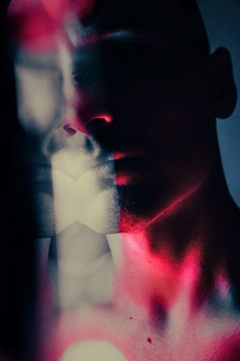 Pink and white man